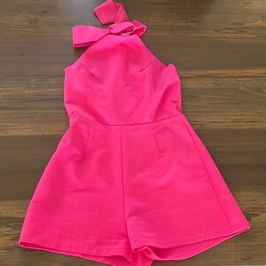 GLAM — Size Medium — Hot Pink Halter Romper with Pockets - Worn Once!